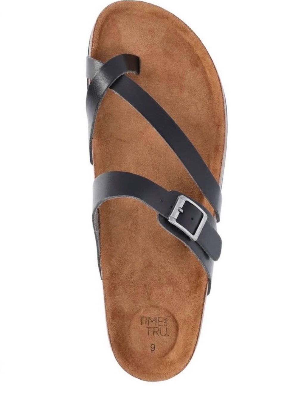 Time and Tru women Black Strappy Buckle Slide Sandal Sz 7.5 new with tag